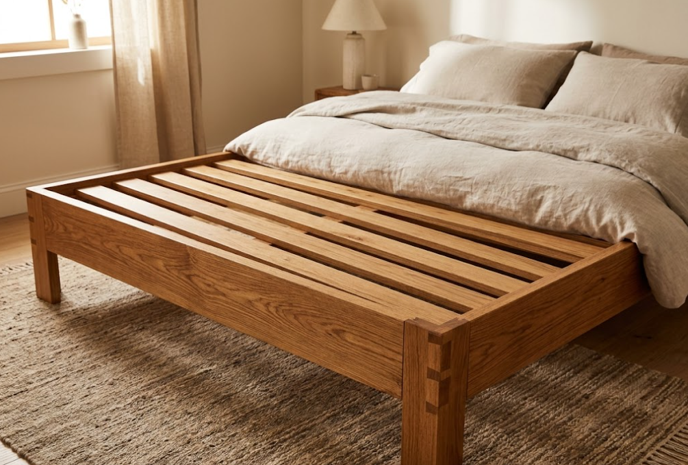 Traditional solid wood platform bed frame